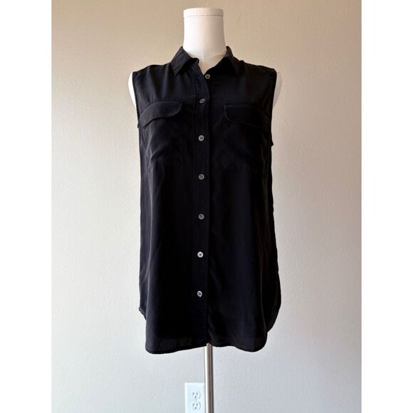 equipment silk sleeveless silk button front - Picture 2 of 8